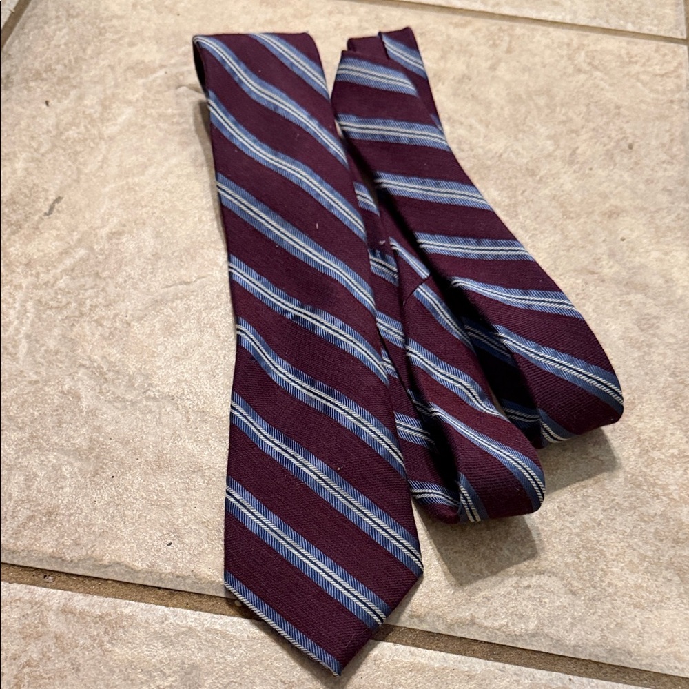 Joesph Abboud Classic Striped Necktie in Burgundy and Blue